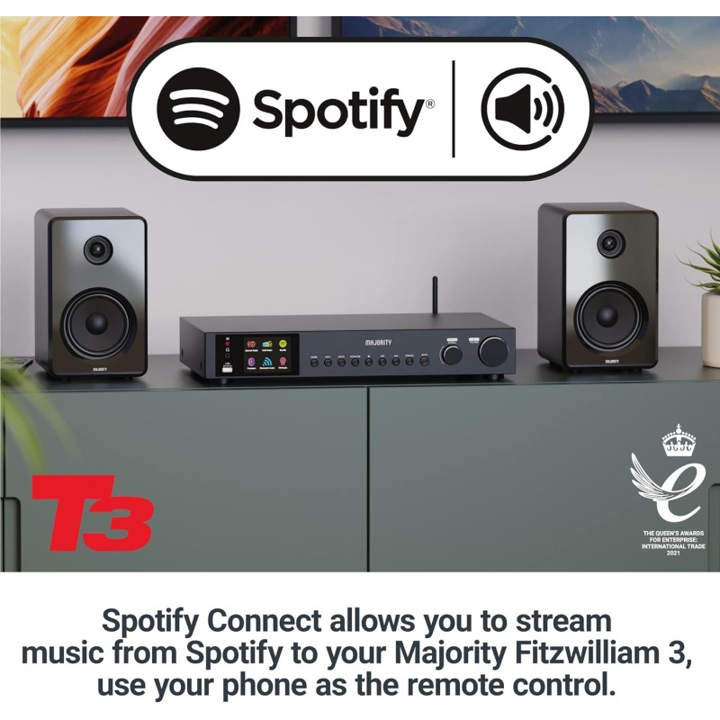 Majority Radio WiFi BT USB FM LineOut Display - FITZWILLIAM 2 - Black — Buy in Cyprus with Fast Delivery