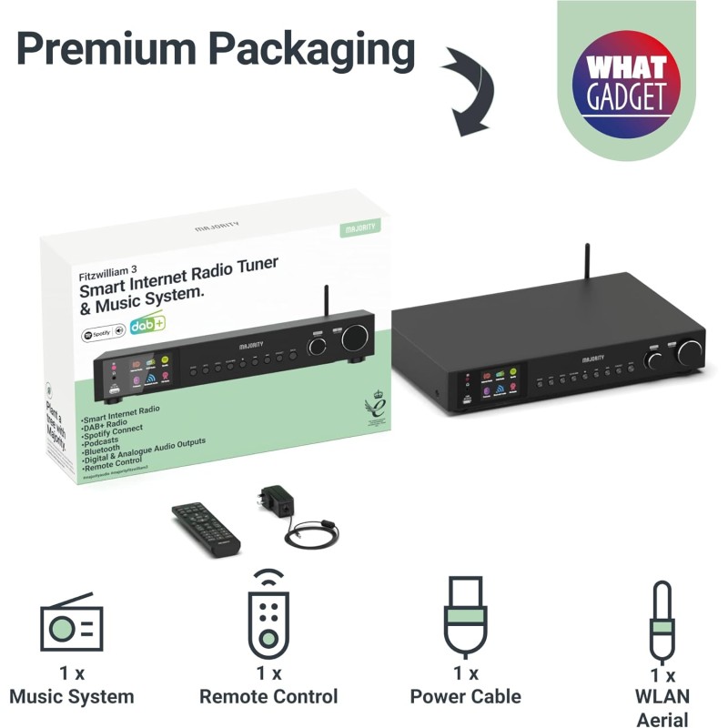 Majority Radio WiFi BT USB FM LineOut Display - FITZWILLIAM 2 - Black — Buy in Cyprus with Fast Delivery