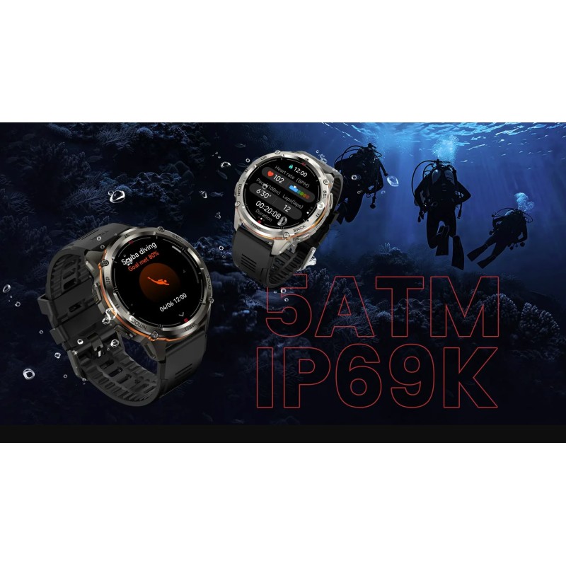 Kospet Rugged Smartwatch GPS Silicone Black - TANK T3 ULTRA 2 - Rugged Smartwatch GPS Silicone Black