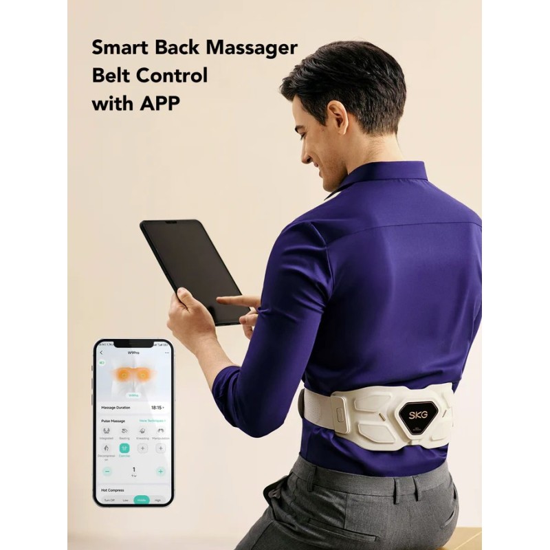 SKG Waist Massager - W9 Pro - Hot Compress-TENS-Vibration-Moxib & APP — Buy in Cyprus with Fast Delivery
