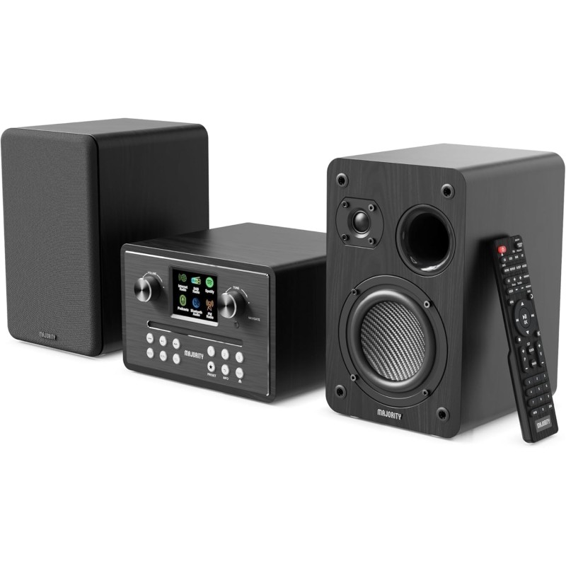 Majority Mini HiFi - HOMERTON - 2xSpeakers CD BT USB FM iRadio 60W Black — Buy in Cyprus with Fast Delivery