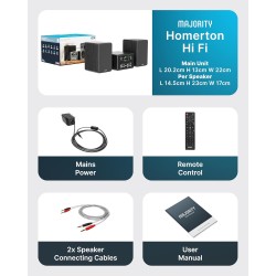 Majority Mini HiFi - HOMERTON - 2xSpeakers CD BT USB FM iRadio 60W Black — Buy in Cyprus with Fast Delivery