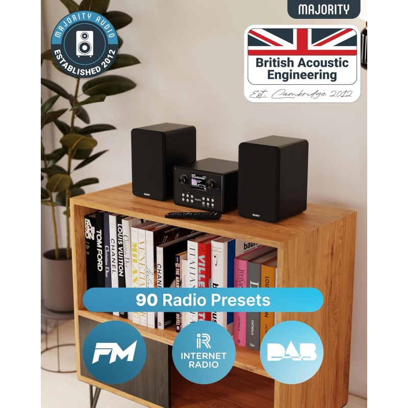 Majority Mini HiFi - HOMERTON - 2xSpeakers CD BT USB FM iRadio 60W Black — Buy in Cyprus with Fast Delivery