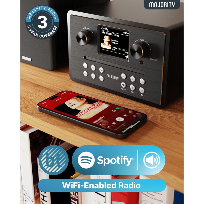 Majority Mini HiFi - HOMERTON - 2xSpeakers CD BT USB FM iRadio 60W Black — Buy in Cyprus with Fast Delivery