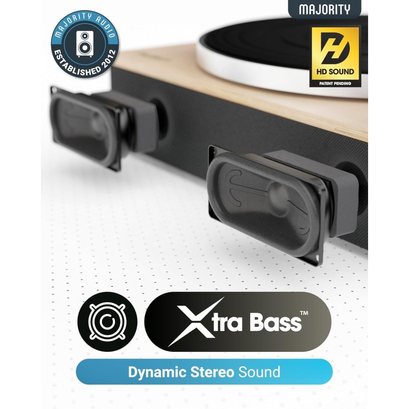 Majority Turntable Folio Stereo Speakers - AT3600L - Cartridge & Pitch Control — Buy in Cyprus with Fast Delivery