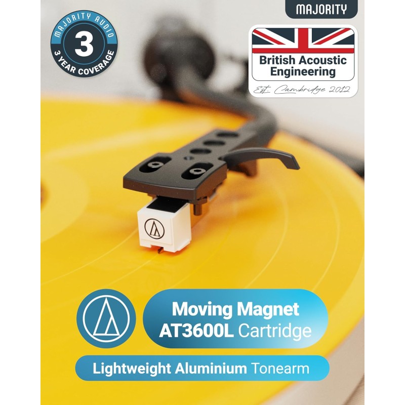 Majority Turntable Folio Stereo Speakers - AT3600L - Cartridge & Pitch Control — Buy in Cyprus with Fast Delivery