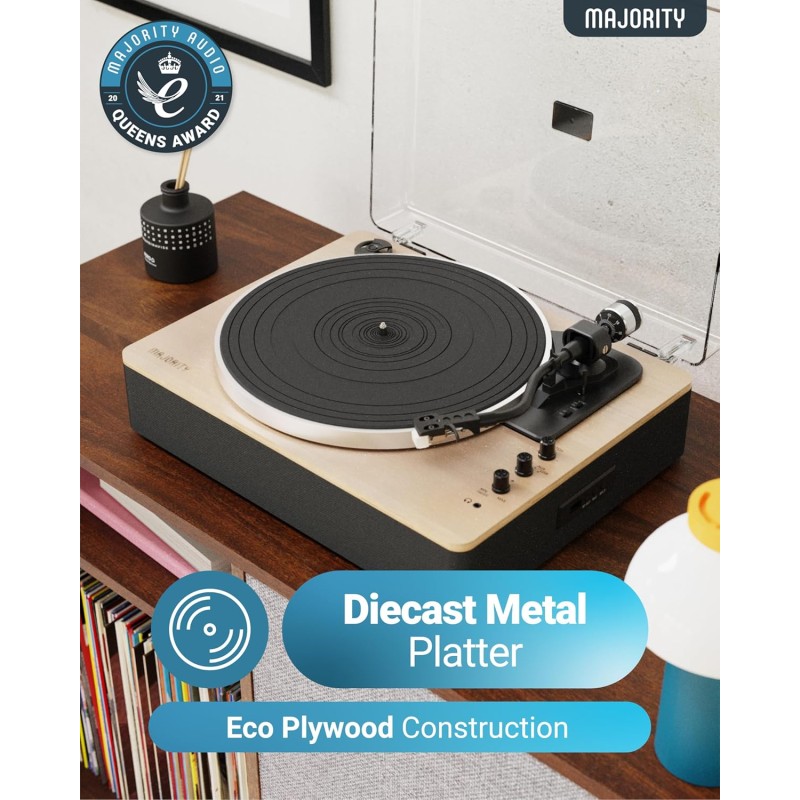 Majority Turntable Folio Stereo Speakers - AT3600L - Cartridge & Pitch Control — Buy in Cyprus with Fast Delivery