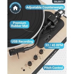 Majority Turntable Folio Stereo Speakers - AT3600L - Cartridge & Pitch Control — Buy in Cyprus with Fast Delivery