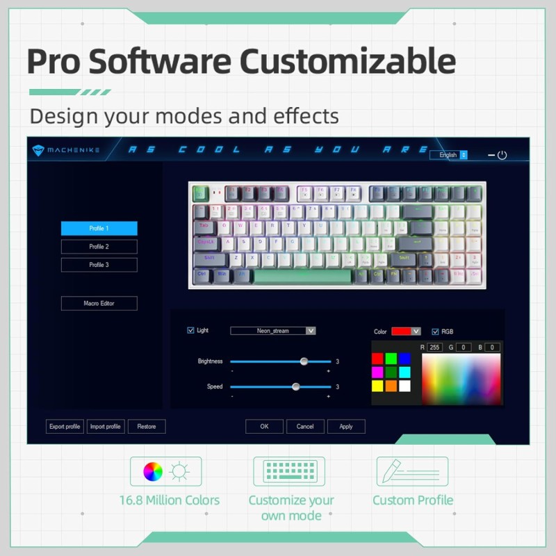 Machenike Keyboard - K500-B94 - White Mechanical Gaming Keyboard 94 Red Switch Keys — Buy in Cyprus with Fast Delivery