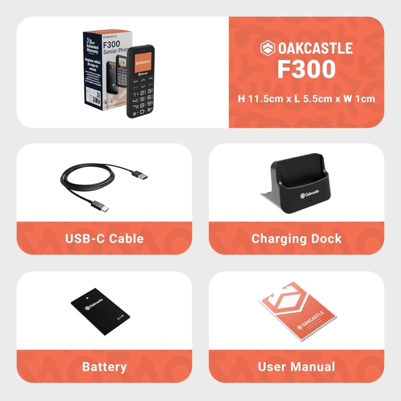 Majority Mobile Feature Phone Seniors - Oakcastle F300 - 4G SOS Camera — Buy in Cyprus with Fast Delivery