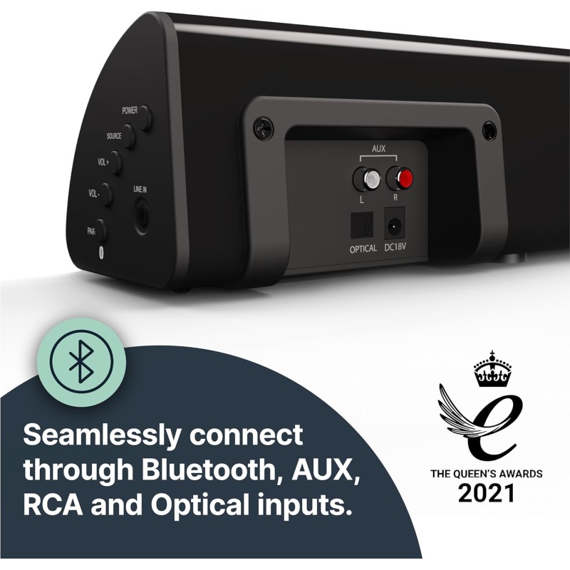 Majority Soundbar - SNOWDON II - 2.1 Soundbar with Built In Subwoofer 120W BT & Optical White (UK)