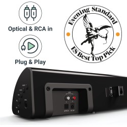 Majority Soundbar - SNOWDON II - 2.1 Soundbar with Built In Subwoofer 120W BT & Optical Black (UK)