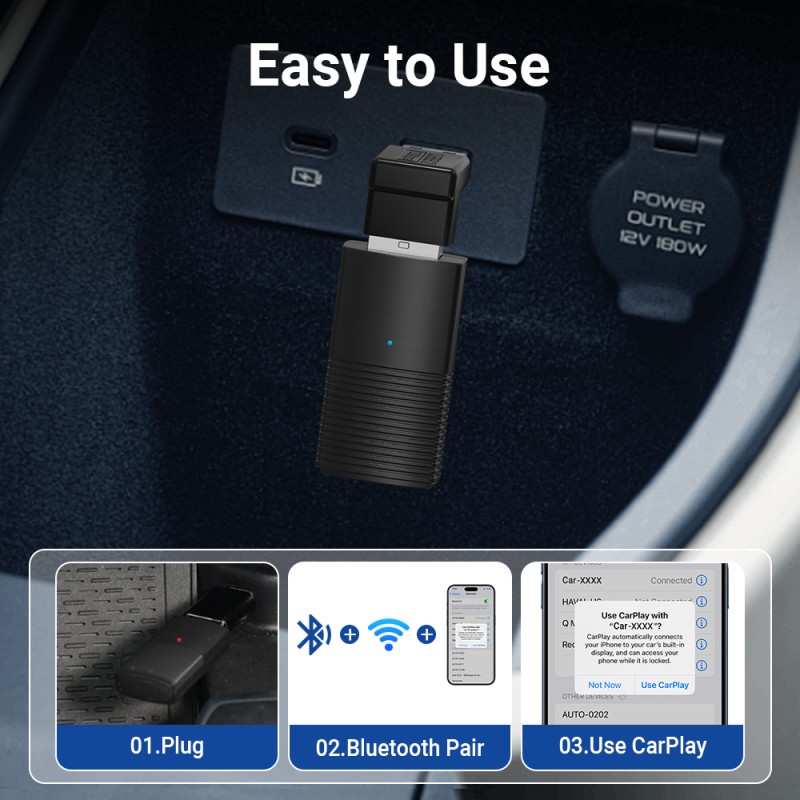 MINIX Car Wired to Wireless CarPlay USB Dongle - CP86 - Wired to Wireless CarPlay USB Dongle