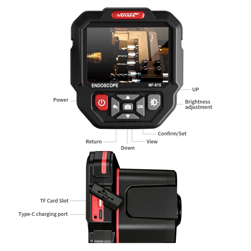 Noyafa Endoscope Camera - NF-615 - 3.5-inch IPS Screen, 1080P Resolution, IP67 Waterproof Lens & 5m Flexible Cable