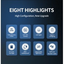 Noyafa Endoscope Camera - NF-615 - 3.5-inch IPS Screen, 1080P Resolution, IP67 Waterproof Lens & 5m Flexible Cable