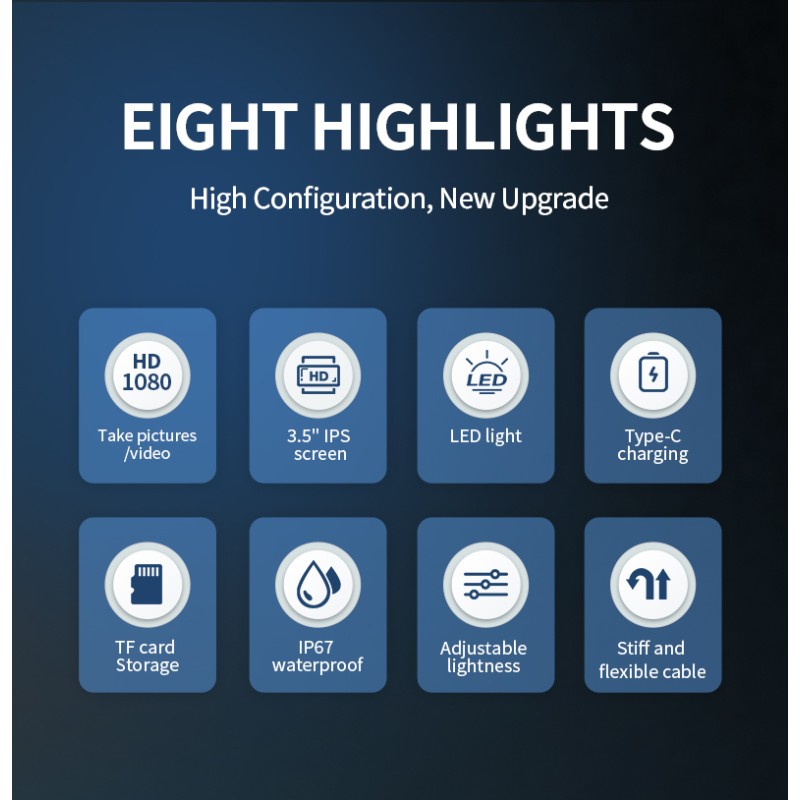 Noyafa Endoscope Camera - NF-615 - 3.5-inch IPS Screen, 1080P Resolution, IP67 Waterproof Lens & 5m Flexible Cable