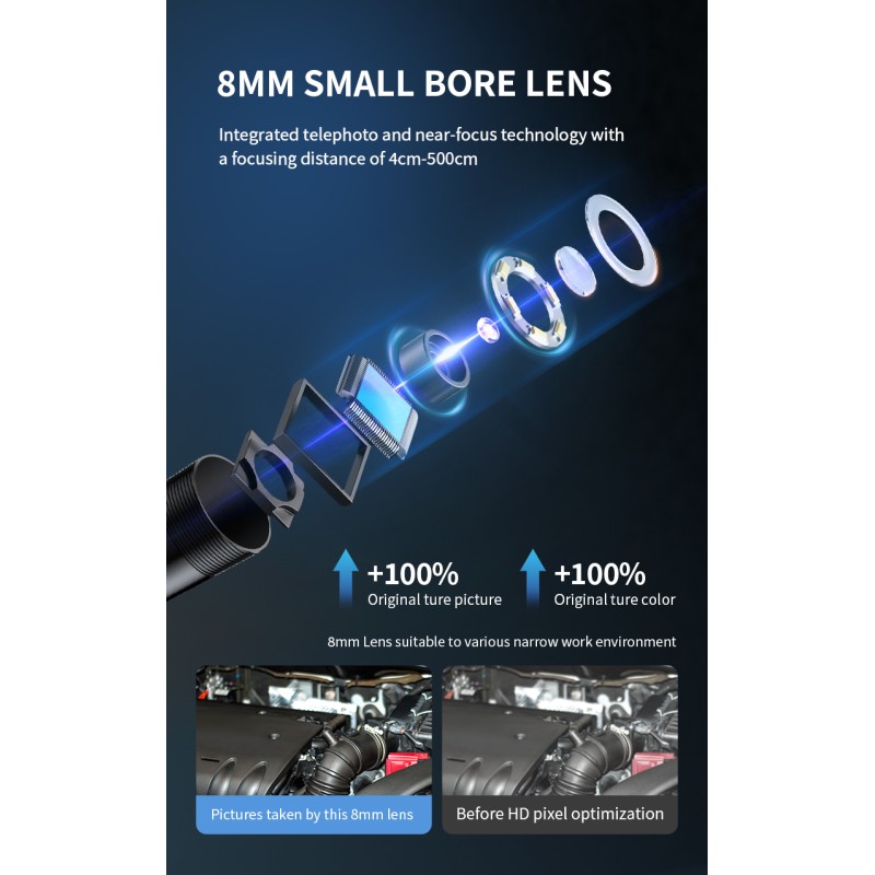 Noyafa Endoscope Camera - NF-615 - 3.5-inch IPS Screen, 1080P Resolution, IP67 Waterproof Lens & 5m Flexible Cable