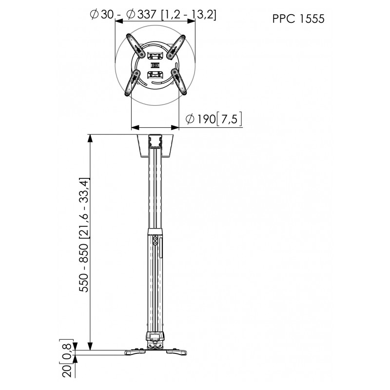 Vogels Projector Ceiling Support - PPC1555 - 15kg 55-85cm — Buy in Cyprus with Fast Delivery