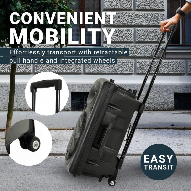 QTX 15'' Portable Karaoke & PA Speaker - QR15PA - 2x Wireless Microphones, Bluetooth USB & FM 178.848UK