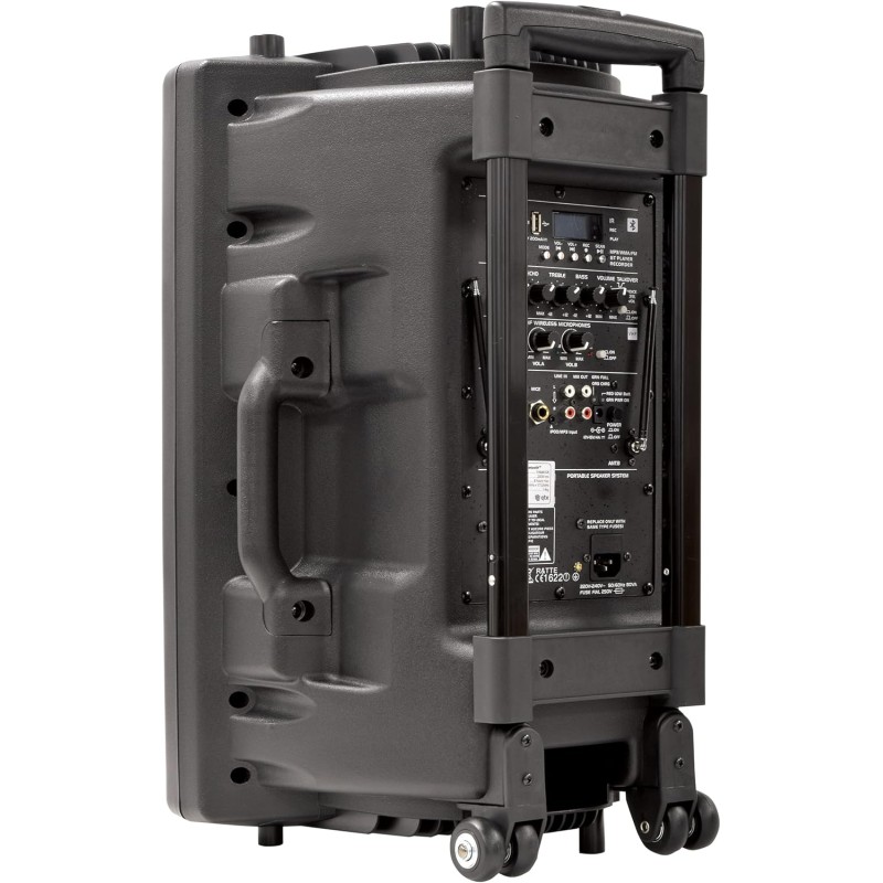 QTX 15'' Portable Karaoke & PA Speaker - QR15PA - 2x Wireless Microphones, Bluetooth USB & FM 178.848UK