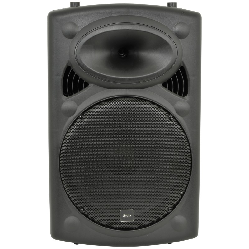 QTX 15'' Portable Karaoke & PA Speaker - QR15PA - 2x Wireless Microphones, Bluetooth USB & FM 178.848UK