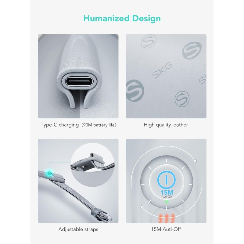 SKG Back-Waist-Neck Wireless Massager with Heat - T1-2 Pro - Back-Waist-Neck Wireless Massager with Heat