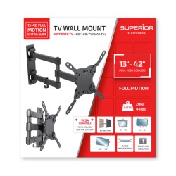 Superior TV Wall Support - Double Arm 20x20 - 36cm Extension - 20kg Max — Buy in Cyprus with Fast Delivery