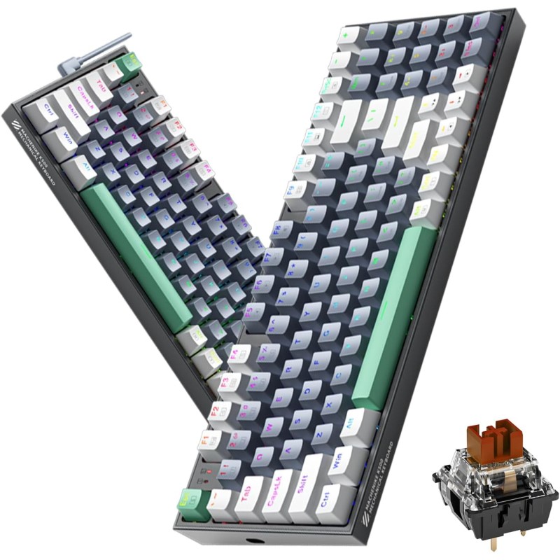 Machenike Grey Mechanical Gaming Keyboard 94 Brown Switch Keys - K500-B94 - Grey Mechanical Gaming Keyboard 94 Brown Switch Keys