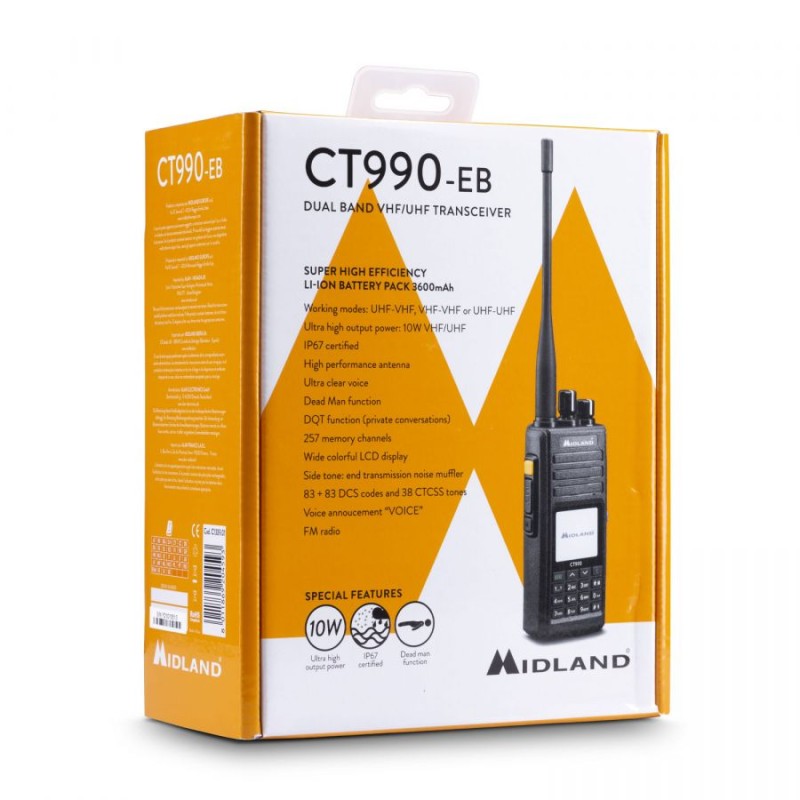 Midland Dual Band VHF UHF Amateur Radio 10W - CT990-EB - Dual Band VHF UHF Amateur Radio 10W