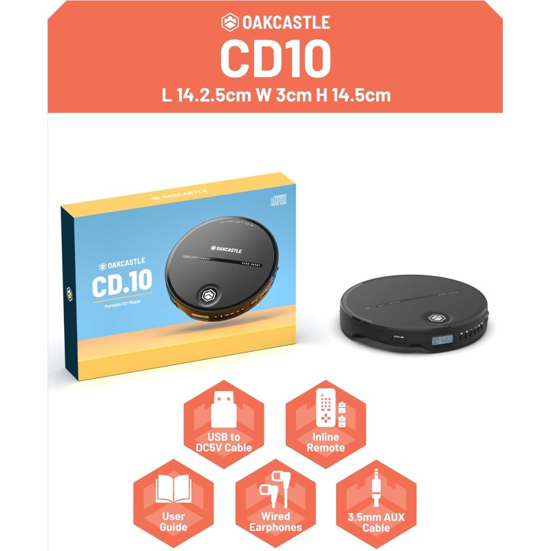 Majority Portable CD Player Oakcastle - CD10 - Incl. Earphones, 2x AA Line out — Buy in Cyprus with Fast Delivery