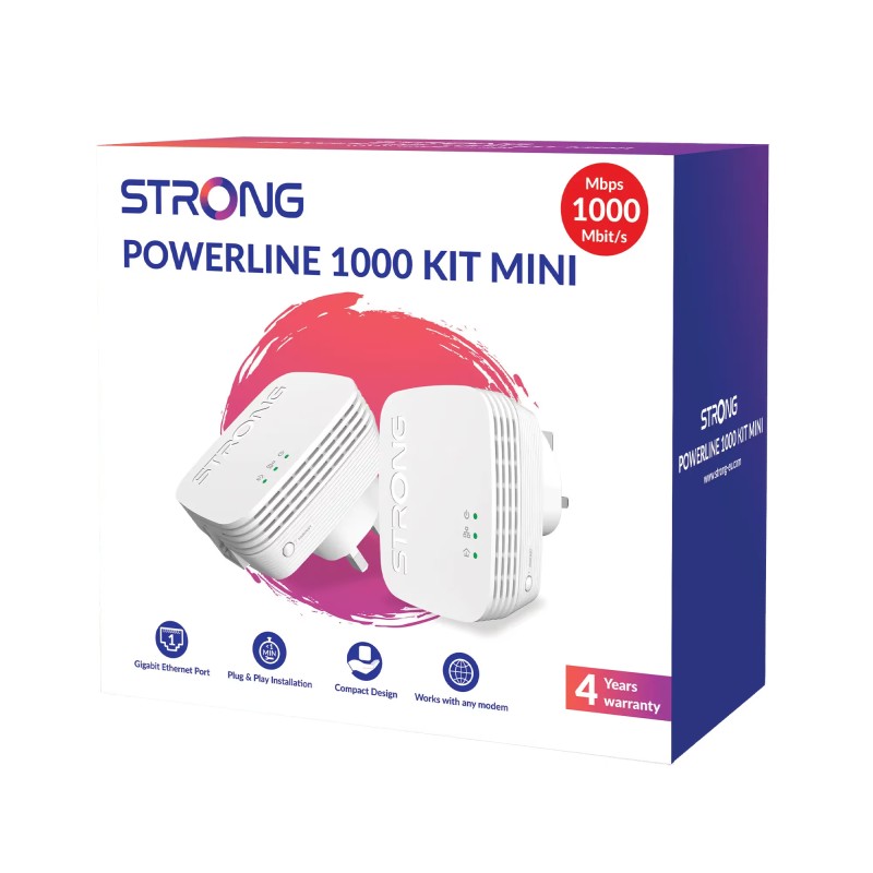 Strong Powerline Kit - POWERL1000DUOMINIUK - AV1000 Mini 1000Mbps UK — Buy in Cyprus with Fast Delivery