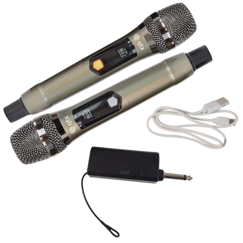 QTX J-MIC Dual UHF Handheld Wireless Microphones - 171.824UK - Dual UHF Handheld Wireless Microphones