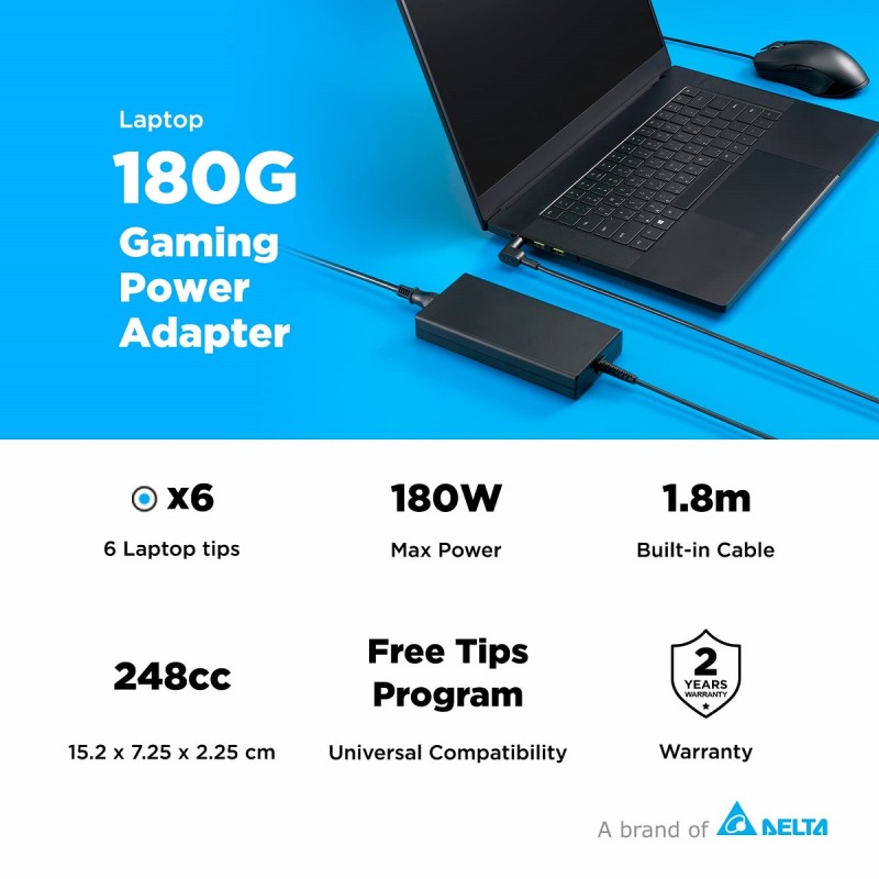 Innergie Laptop Power Adapter - 180G - 180W UK with 5 Laptop Tips — Buy in Cyprus with Fast Delivery
