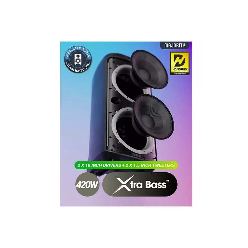 Majority Speakers Portable Karaoke - PULSE P4 - 420W Wireless Mic BT USB RGB UK — Buy in Cyprus with Fast Delivery