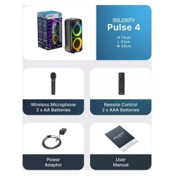 Majority Speakers Portable Karaoke - PULSE P4 - 420W Wireless Mic BT USB RGB UK — Buy in Cyprus with Fast Delivery