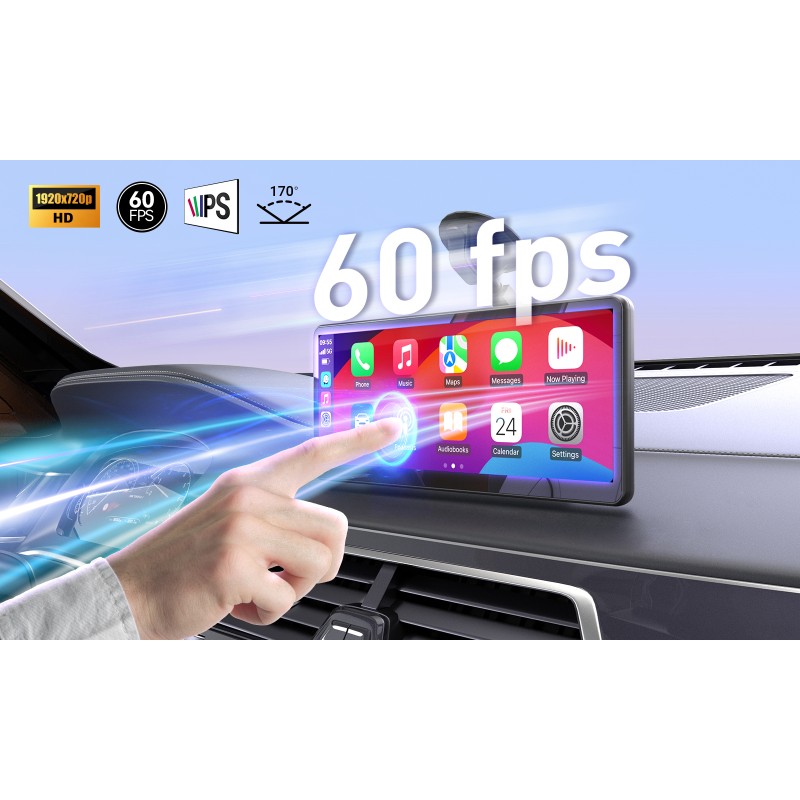 MINIX Car Monitor Touch - CP89-HD - 8.9' HD 60fps Wi-Fi Bluetooth AUX Speaker CarPlay Android Auto