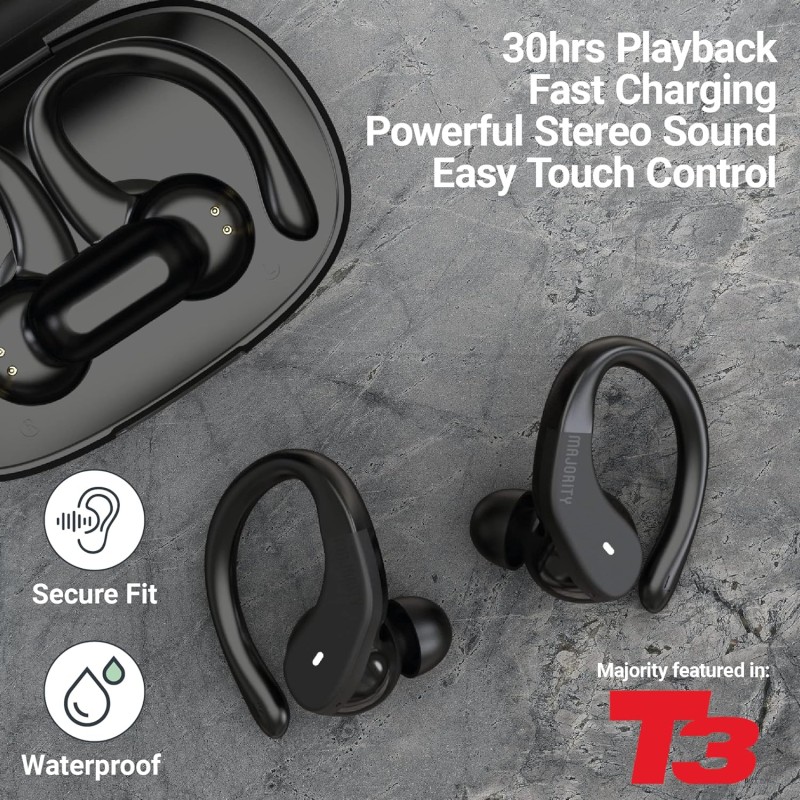Majority TRU-Sport TWS Earphones - IPX7 - Black — Buy in Cyprus with Fast Delivery