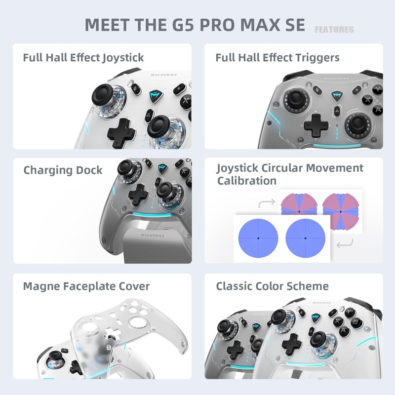 Machenike PC Gamepad - G5 PRO Max SE - Tri-mode 2.4GHz-BT-USB-C With Charging Base — Buy in Cyprus with Fast Delivery