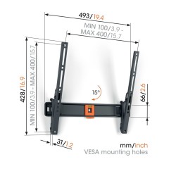 Vogels TV Wall Mount - TVM1413 - Tilt 32-65'' Black — Buy in Cyprus with Fast Delivery