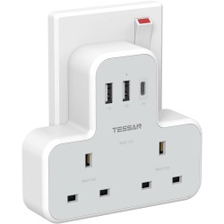 Tessan 2-Gang plug Through UK Charger 2 USB A USB C 13A - TS-221-C - 2 USB A USB C 13A — Buy in Cyprus with Fast Delivery