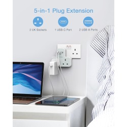 Tessan 2-Gang plug Through UK Charger 2 USB A USB C 13A - TS-221-C - 2 USB A USB C 13A — Buy in Cyprus with Fast Delivery