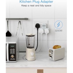 Tessan 2-Gang plug Through UK Charger 2 USB A USB C 13A - TS-221-C - 2 USB A USB C 13A — Buy in Cyprus with Fast Delivery