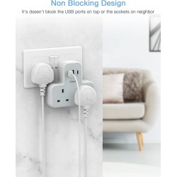 Tessan 2-Gang plug Through UK Charger 2 USB A USB C 13A - TS-221-C - 2 USB A USB C 13A — Buy in Cyprus with Fast Delivery