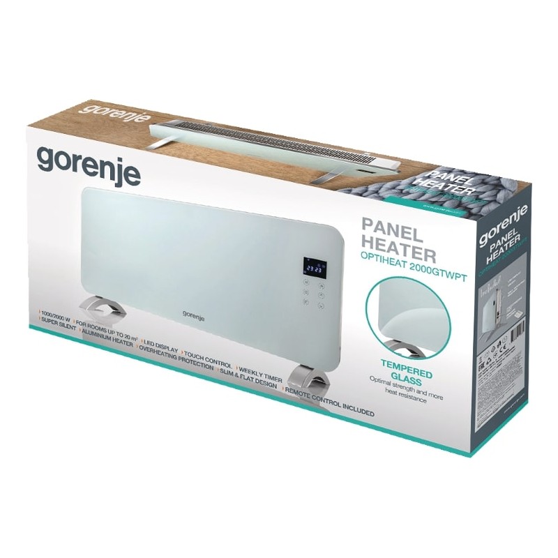Gorenje Heater Glass Panel - GTWPT - 2000W RC & Display OptiHeat 2000 White — Buy in Cyprus with Fast Delivery