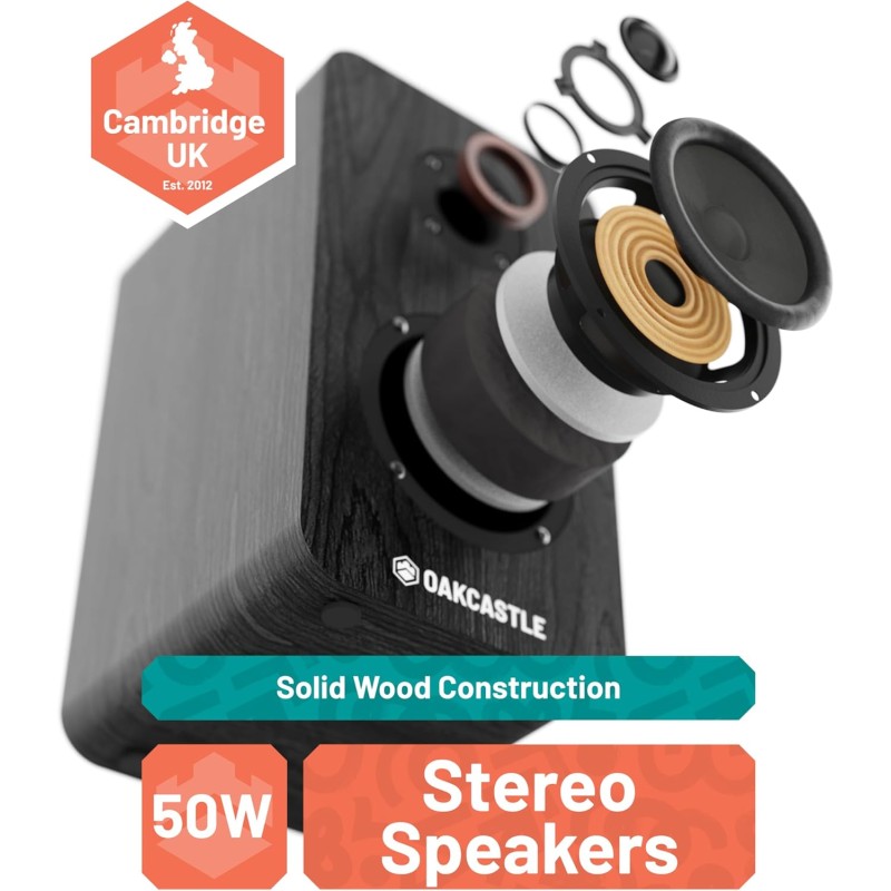 Majority Turntable - TT200 - Belt Drive & 2x External 50W Speakers (Oakcastle) — Buy in Cyprus with Fast Delivery