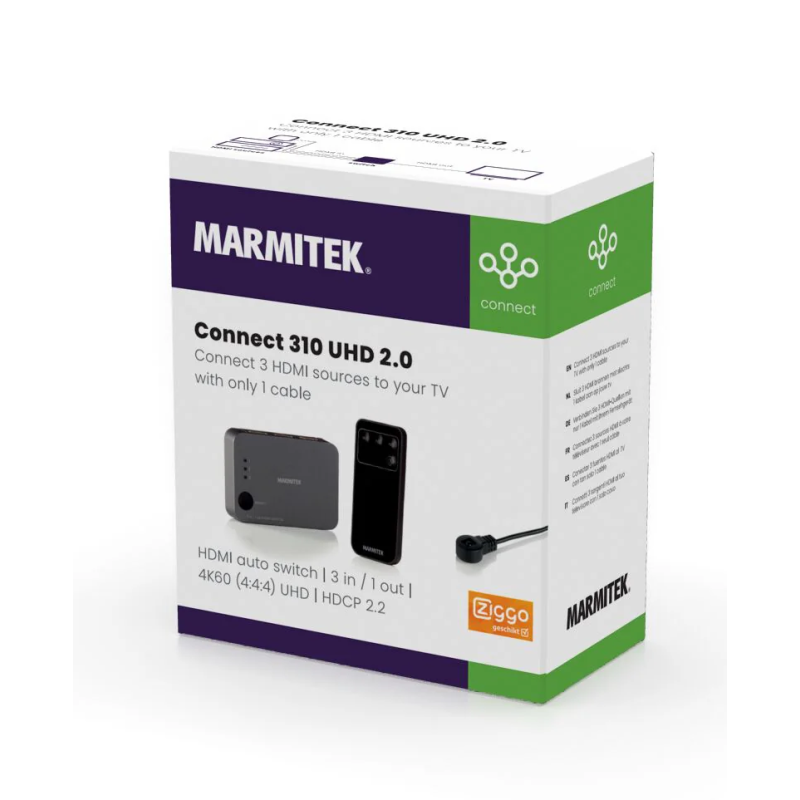 Marmitek HDMI Switch - Connect 310 UHD 2.0 - 3x1 4K 60Hz with IR Receiver — Buy in Cyprus with Fast Delivery
