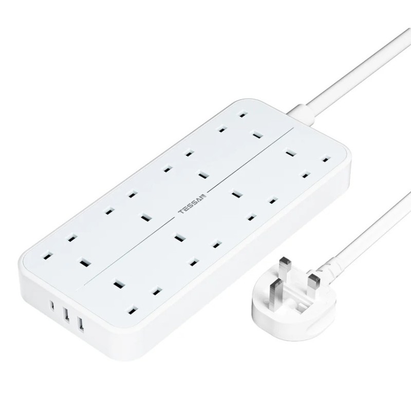Tessan 8-Gang Extension - TS-204-C - 2 USB-A USB C 2m 13A — Buy in Cyprus with Fast Delivery