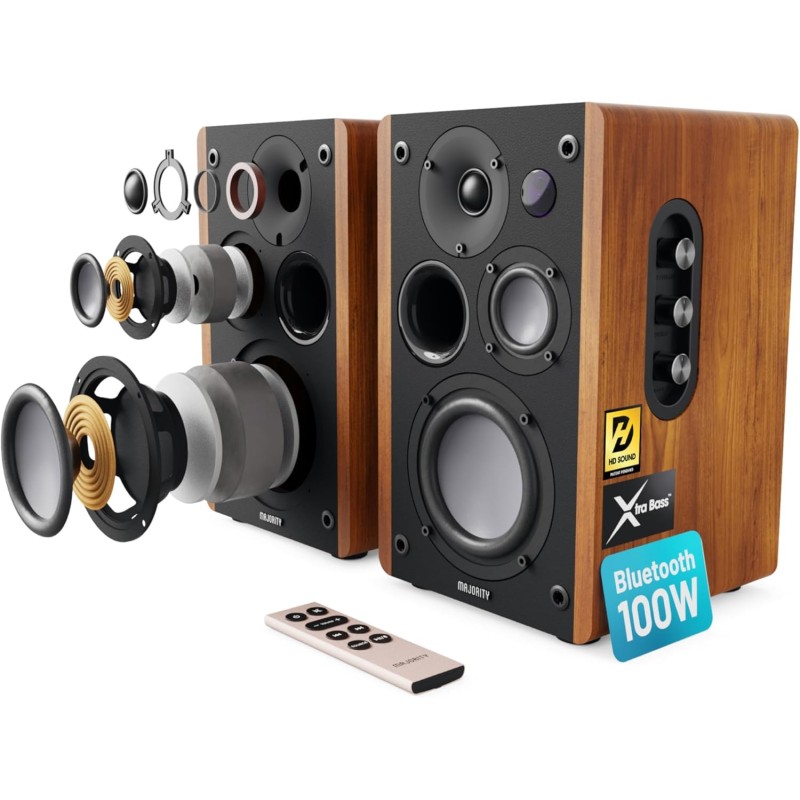 Majority 5'' 3-Way 100W Active Speakers - D100 - 100W with Bluetooth, USB & DSP — Buy in Cyprus with Fast Delivery