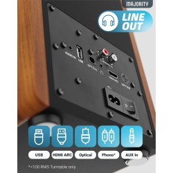 Majority 5'' 3-Way 100W Active Speakers - D100 - 100W with Bluetooth, USB & DSP — Buy in Cyprus with Fast Delivery