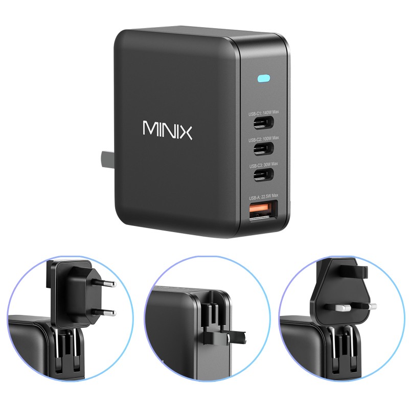 MINIX GaN Wall Charger - P165 - Travel 165W 3 xUSB-C 1xUSB-A — Buy in Cyprus with Fast Delivery